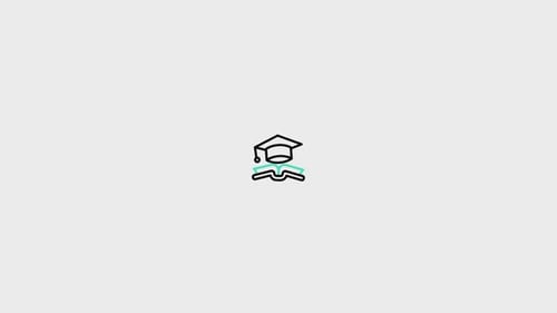 Graduation Cap And Book Flat Line Icon Animation