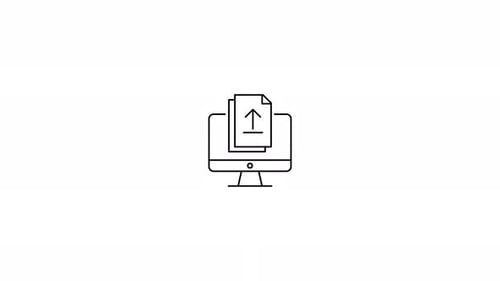 Animated Computer Monitor Icon Uploading Files