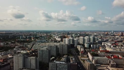 BERLIN City Landscape in UHD 4K Definition. Slight Sideways movement Across Old Buildings in Germany
