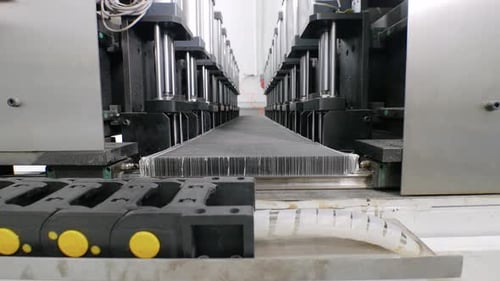 Étape entièrement automatisée de production d'un cadre en treillis métallique pour plafonds et murs