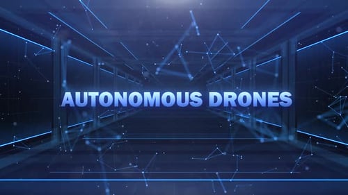 Autonomous Drones Word On Dynamic Technology Background
