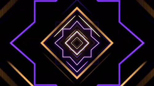 Purple And Light Yellow Neon Tunnel With Geometric Strobe Shapes Background Vj Loop In 4K