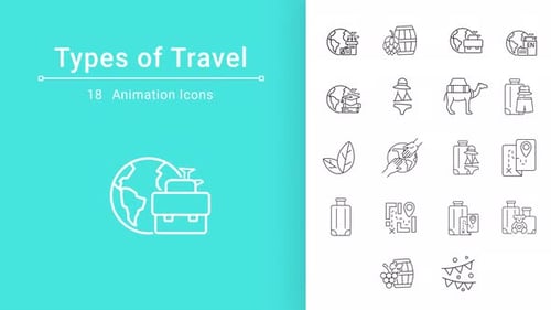 Animated Travel Line Icons Pack