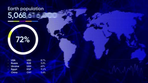 Technological world map with statistics