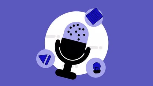 Animated Flat Design Microphone for Podcast and Communication