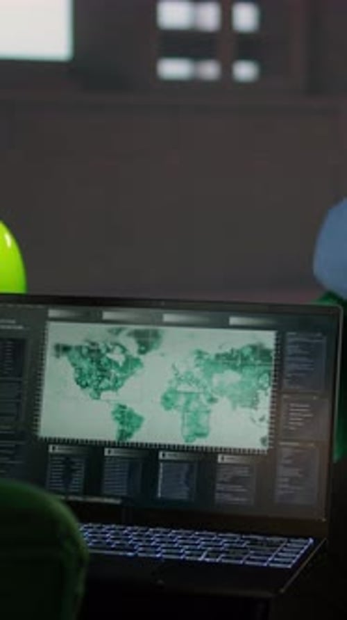 Vertical Video Team of Government Spies Meeting at CIA Headquarters to Monitor Surveillance