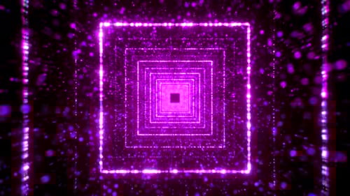 Abstract Star Tunnel with Square Silhouettes in the Middle of a Screen