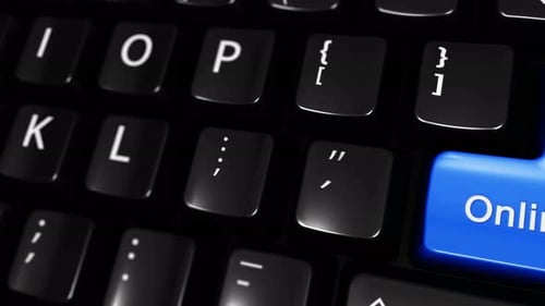 Loja online Movimento em movimento no botão do teclado do computador