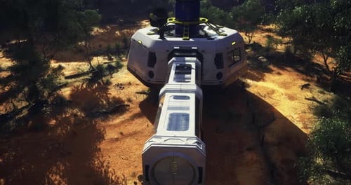 Futuristic Research Outpost in Arid Landscape