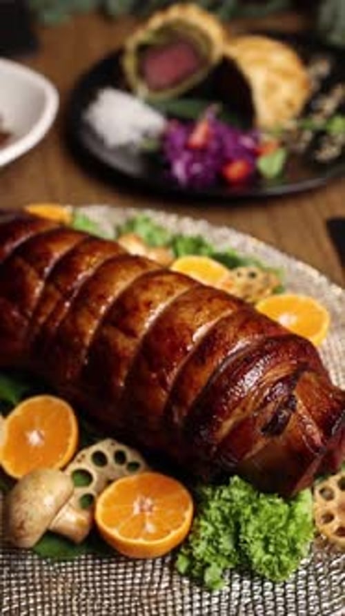 Delicious Meat Dish with Oranges and Mushrooms