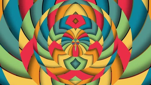Multi Colored Psychedelic Circle Chevron Tile Background Loop
