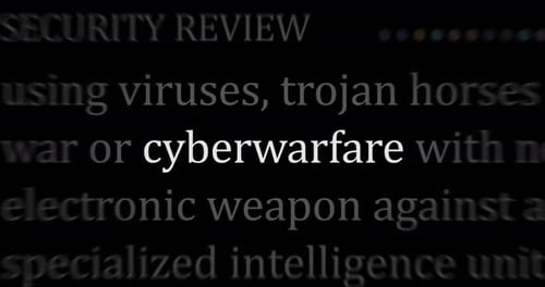 Headline titles media with Cyberwarfare seamless loop