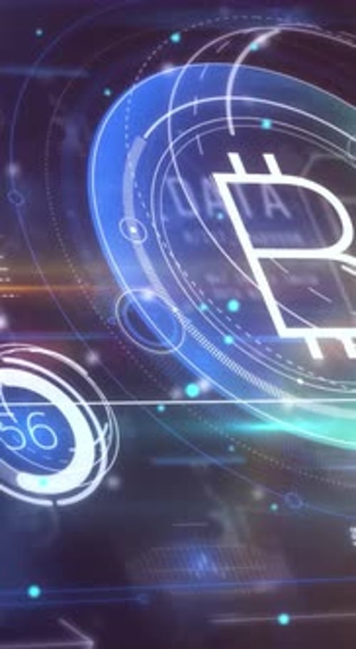 Animated Abstract Infographics of Bitcoin Quotes Growth