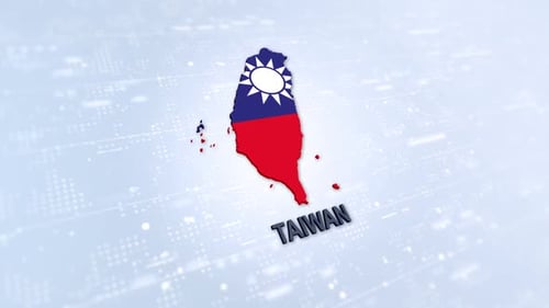 Animated 3D Taiwan Map with Flag and Digital Background