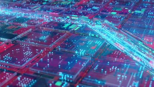 Machine Learning Concept Inside Circuit Board of the Futuristic Neural Network