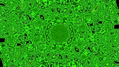 Abstract Psychedelic Green Kaleidoscopic Flowing Pattern