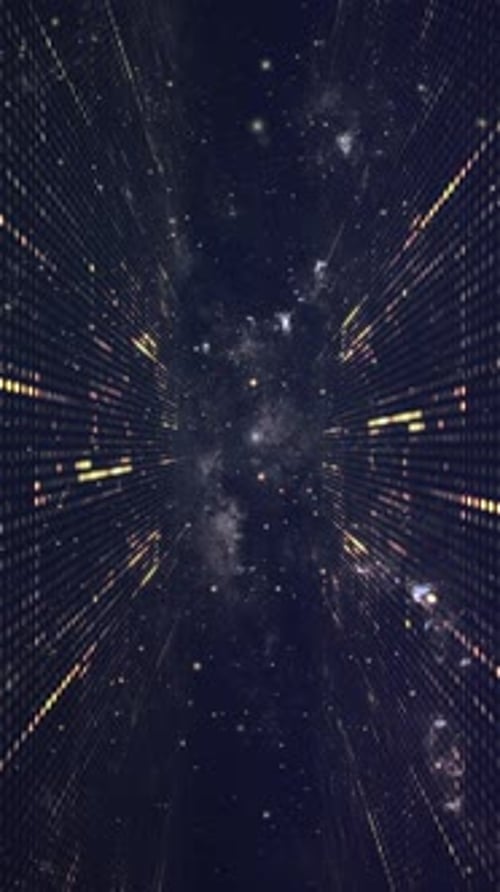 Futuristic Digital Grid Tunnel Seamless Loop Background