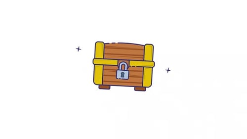 Vídeo de animação do ícone Chest Treasure para elemento náutico