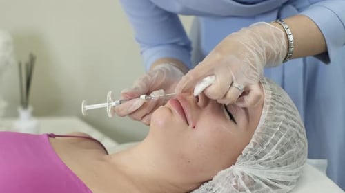 Clip Illustrates the Biorevitalization Process in a Beauty Clinic a Specialist Injects Hyaluronic