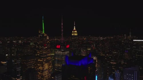 Aerial Panoramic View of City at Night
