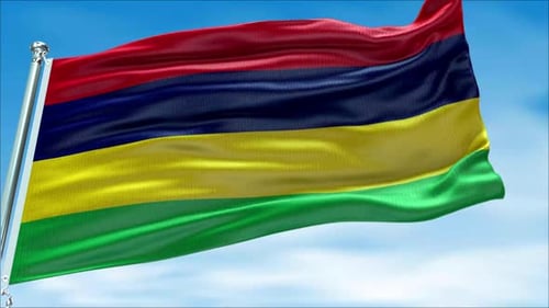 Realistic Waving Mauritius Flag Animation