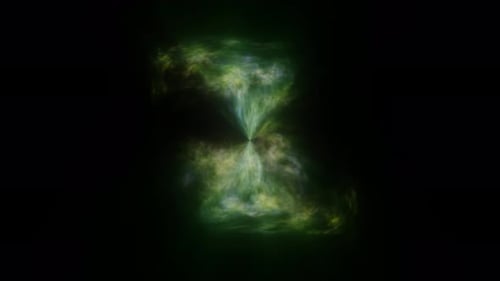 Multicolored energy loop green cosmic magic smoke dust futuristic bright background