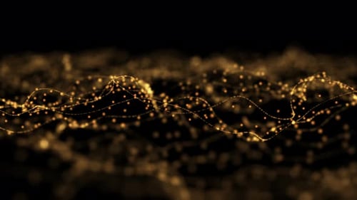 Abstract motion background shining gold particles. Shimmering Glittering Particles With Bokeh.