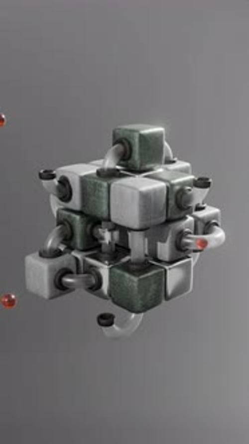 Animação de fábrica satisfatória em loop 3D