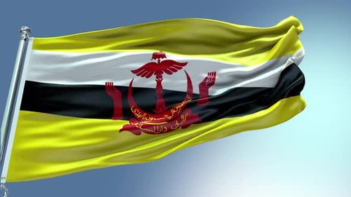 Realistic 3D Animation of Brunei National Flag Waving