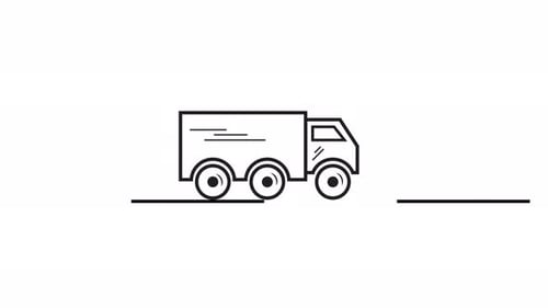 Animated Line Art Delivery Truck Icon Loop