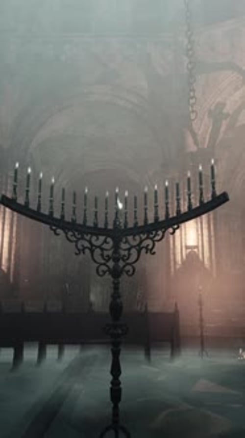 A Magnificent Chandelier Illuminating a Serene and Elegant Room