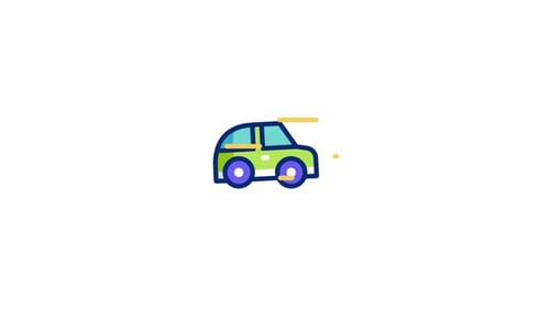 Flat Design Car Driving Animation