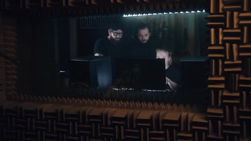 Audio Engineers Edit New Song at Soundproof Room