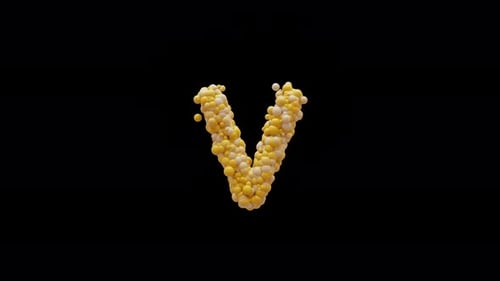 Animated Letter V Formed by 3D Spheres