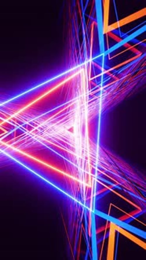 Flying through colorful triangles. Looped animation