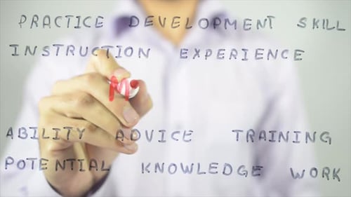 Hand Writes Mentor on Glass With Other Skills