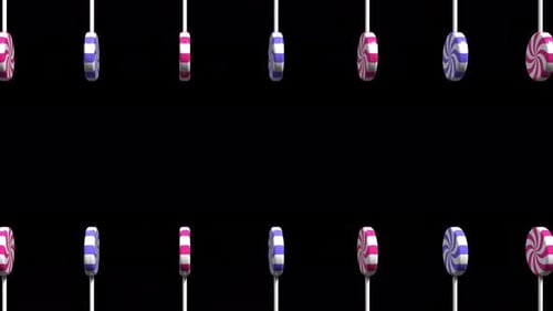 Sweet Candy Lollipops Spinning Pattern Loop on Black