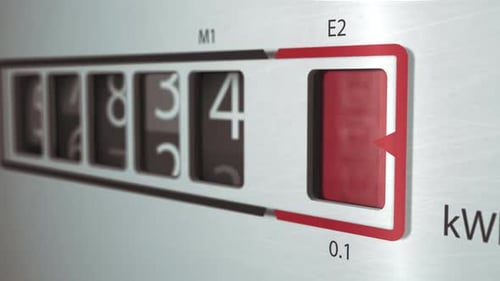 Animated Electricity Meter Rapidly Counting Up Energy Consumption