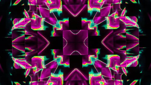 Vibrant Glitch Kaleidoscope Abstract Pattern Animation