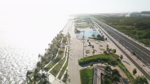 Highway by the Barranquilla pier in Colombia