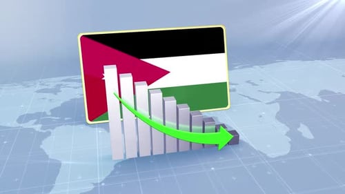 Jordan Economic Decline Bar Chart Graph Downward Green Arrow