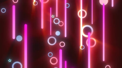 Abstract Neon Vertical Glowing Lines and Circles