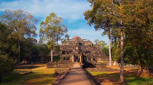 Aerial Flyover Of Historic Baphuon Temple In Siem Reap, Cambodia.
