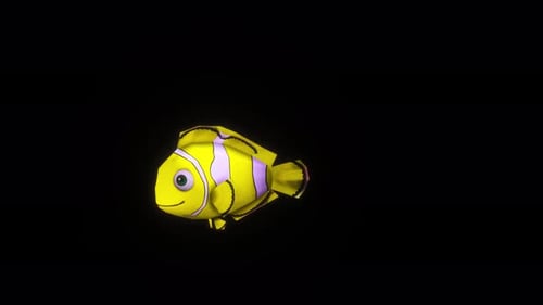 Animated Cartoon Fish Looped Video on Black Screen