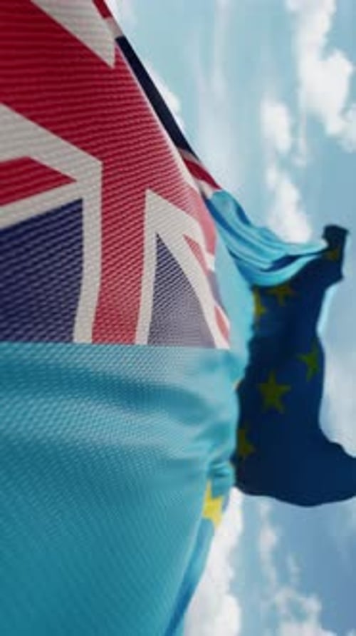 Realistic Tuvalu National Flag Waving Animation