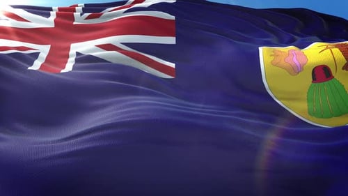 Realistic Turks and Caicos Islands Flag Waving in Wind