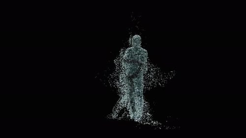 Dynamic Water Particle Human Figure Walking Animation