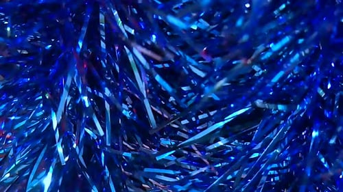 Shimmering Royal Blue Christmas Tinsel Close Up