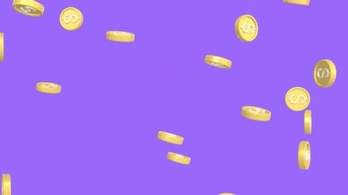 Shiny Golden Dollar Coins Falling 3D Animation Background