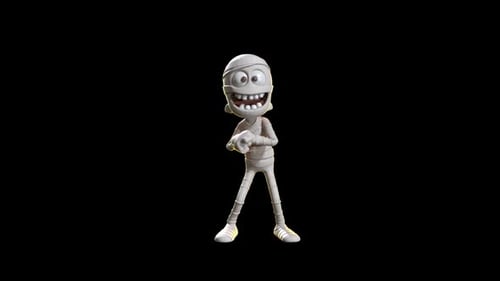 Funny Cartoon Mummy Character Dancing Loop Animation